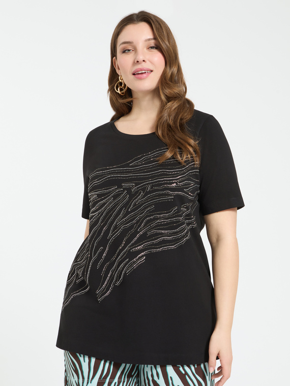 T-shirt in cotone con hotfix motivo zebrato