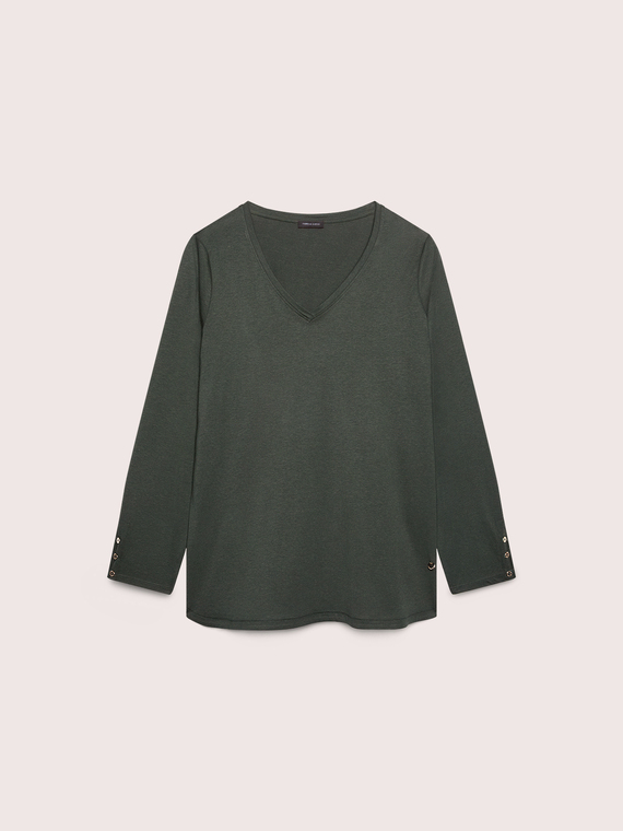 T-Shirt aus Jersey mit Kn&ouml;pfchen an den B&uuml;ndchen