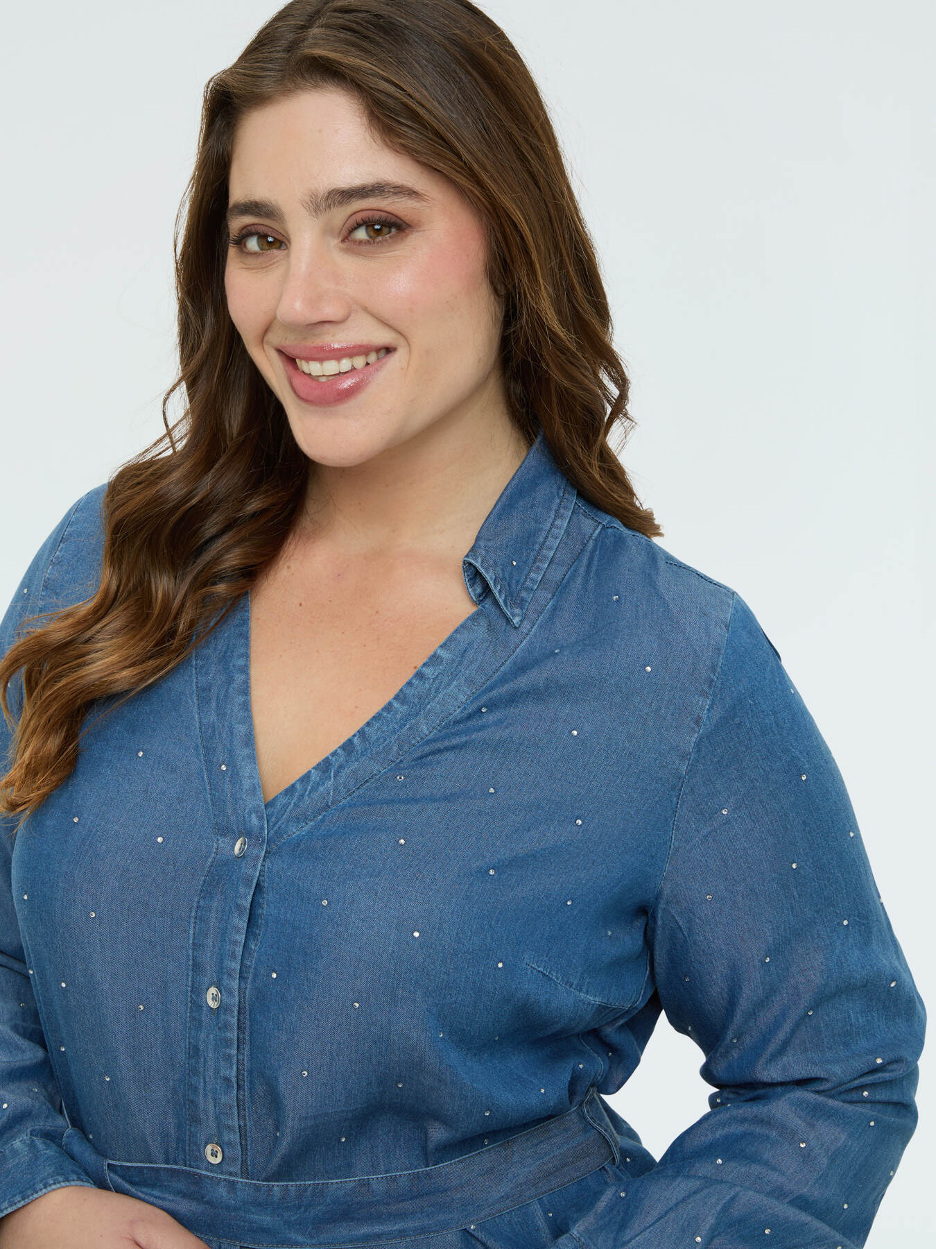 Vestito POWER in denim con punti luce image number 3