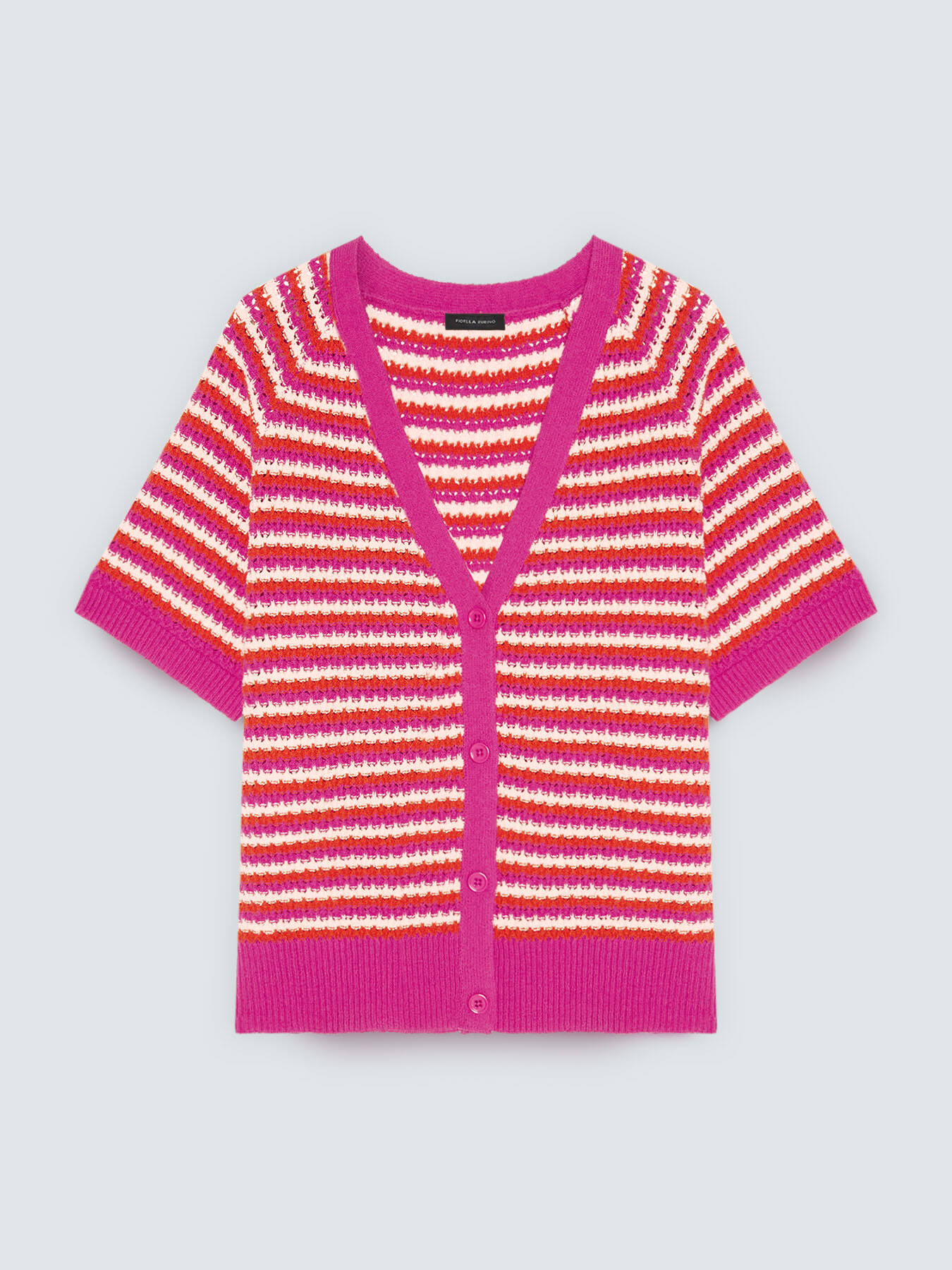 Striped cotton blend cardigan image number 4