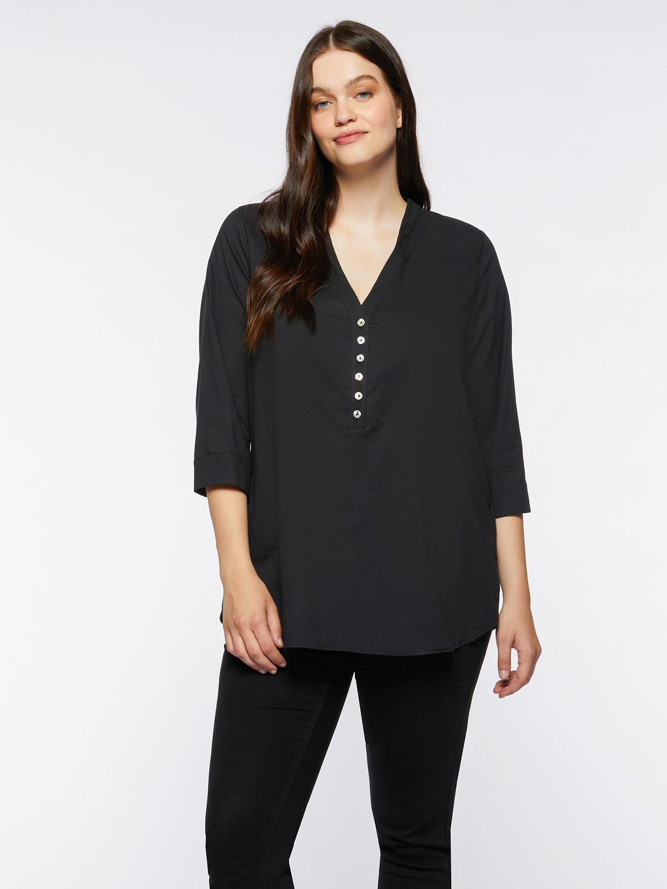 Blusa in mussola con bottoni image number 0