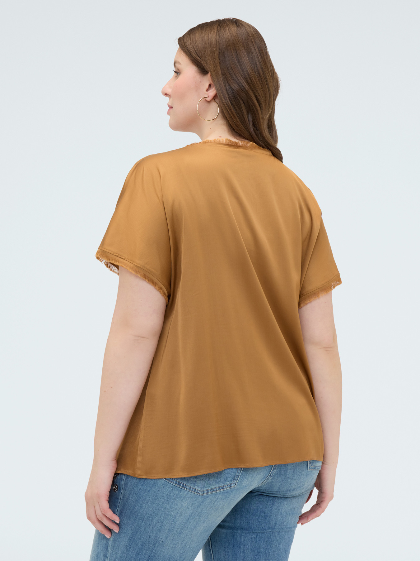 Satin top with fringed details image number 1