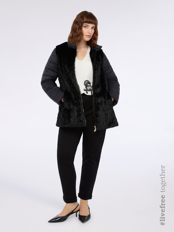 Two-material jacket with quilted sleeves
