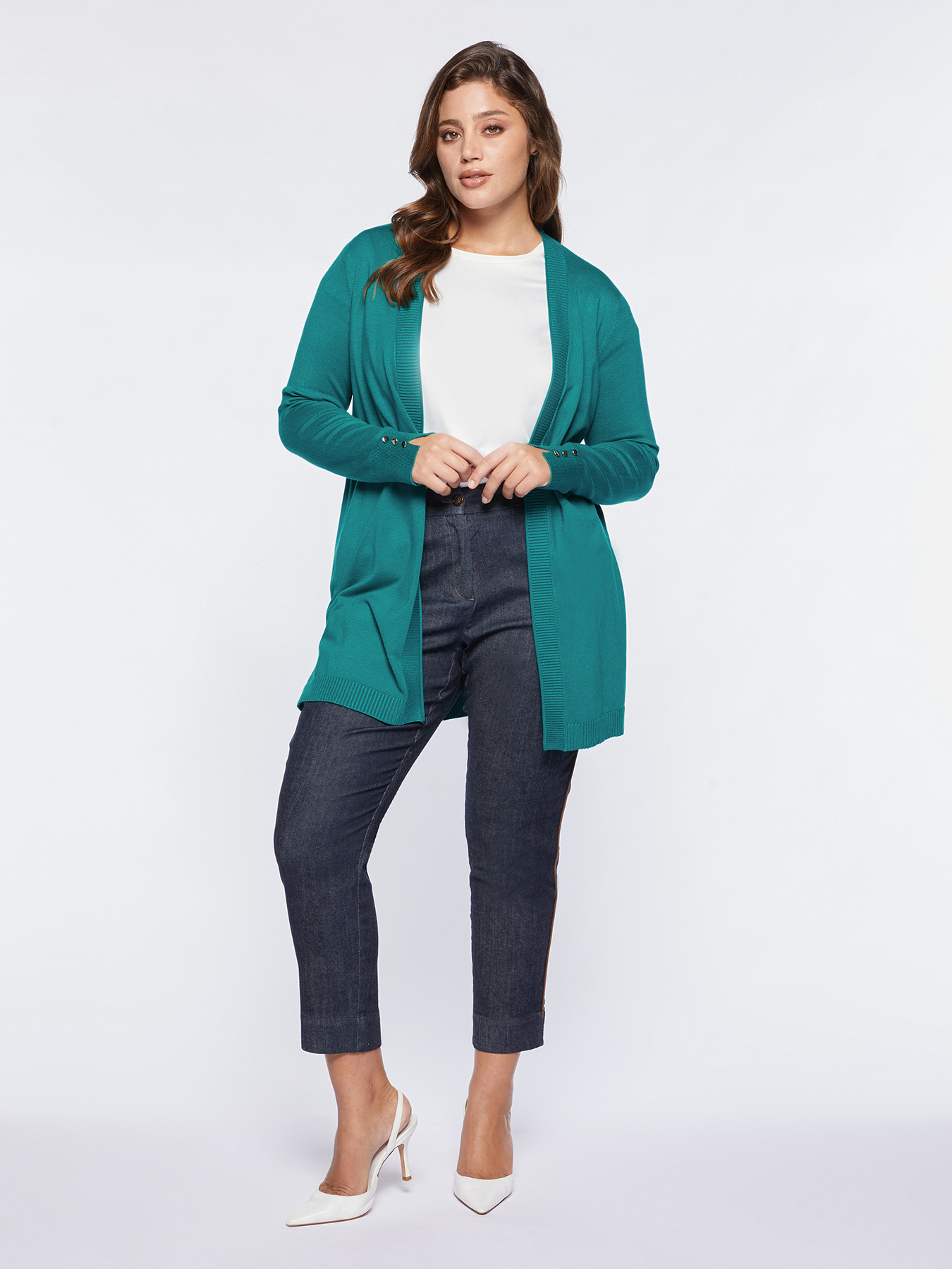 Long open front cardigan image number 3