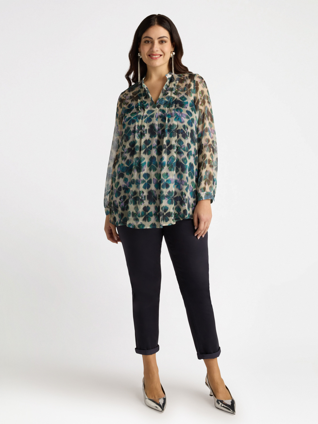 Blusa stampa acquerello quadrifoglio image number 2
