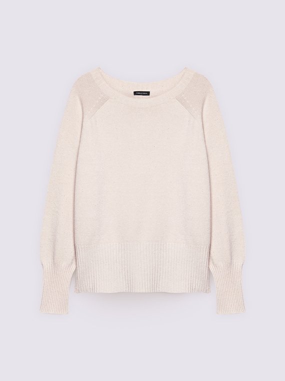 Boat neck sweater with micro sequins