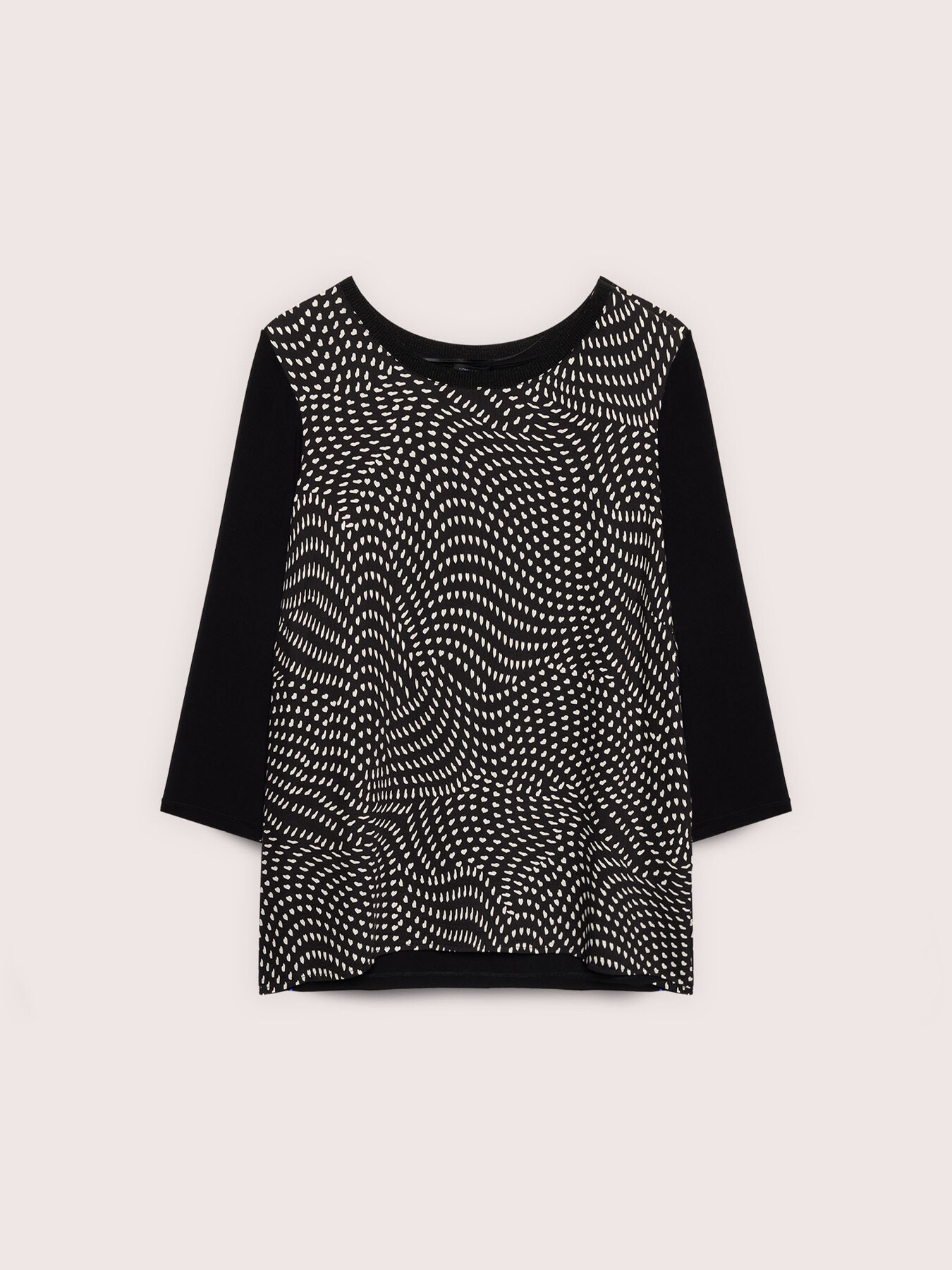 Two-tone viscose T-shirt with print image number 4