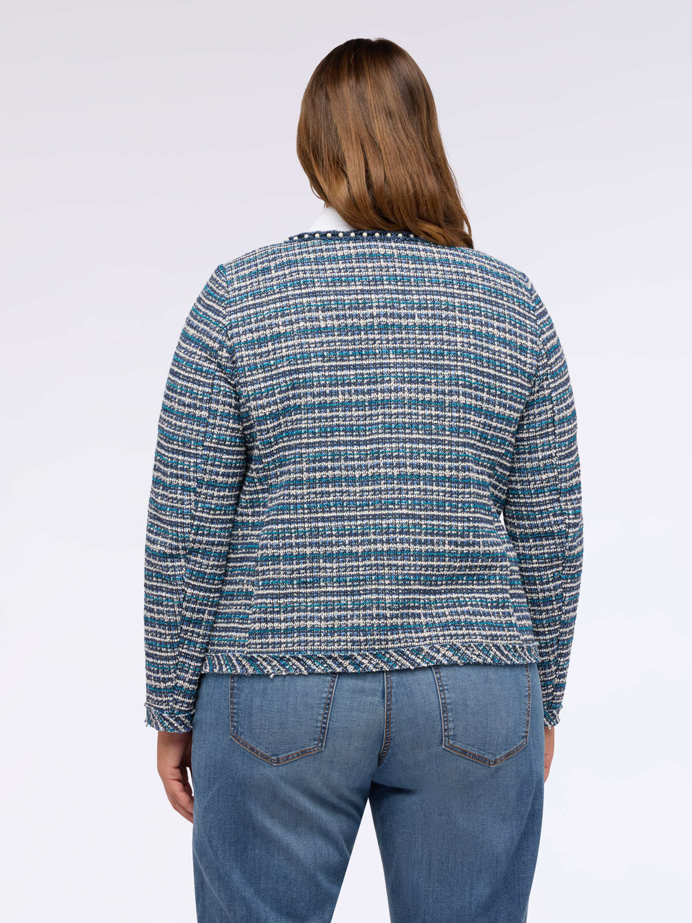 Veste en tissu boucl&eacute; avec perles image number 2