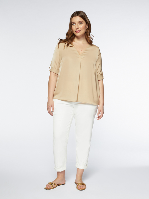 Satin blouse with front pleat