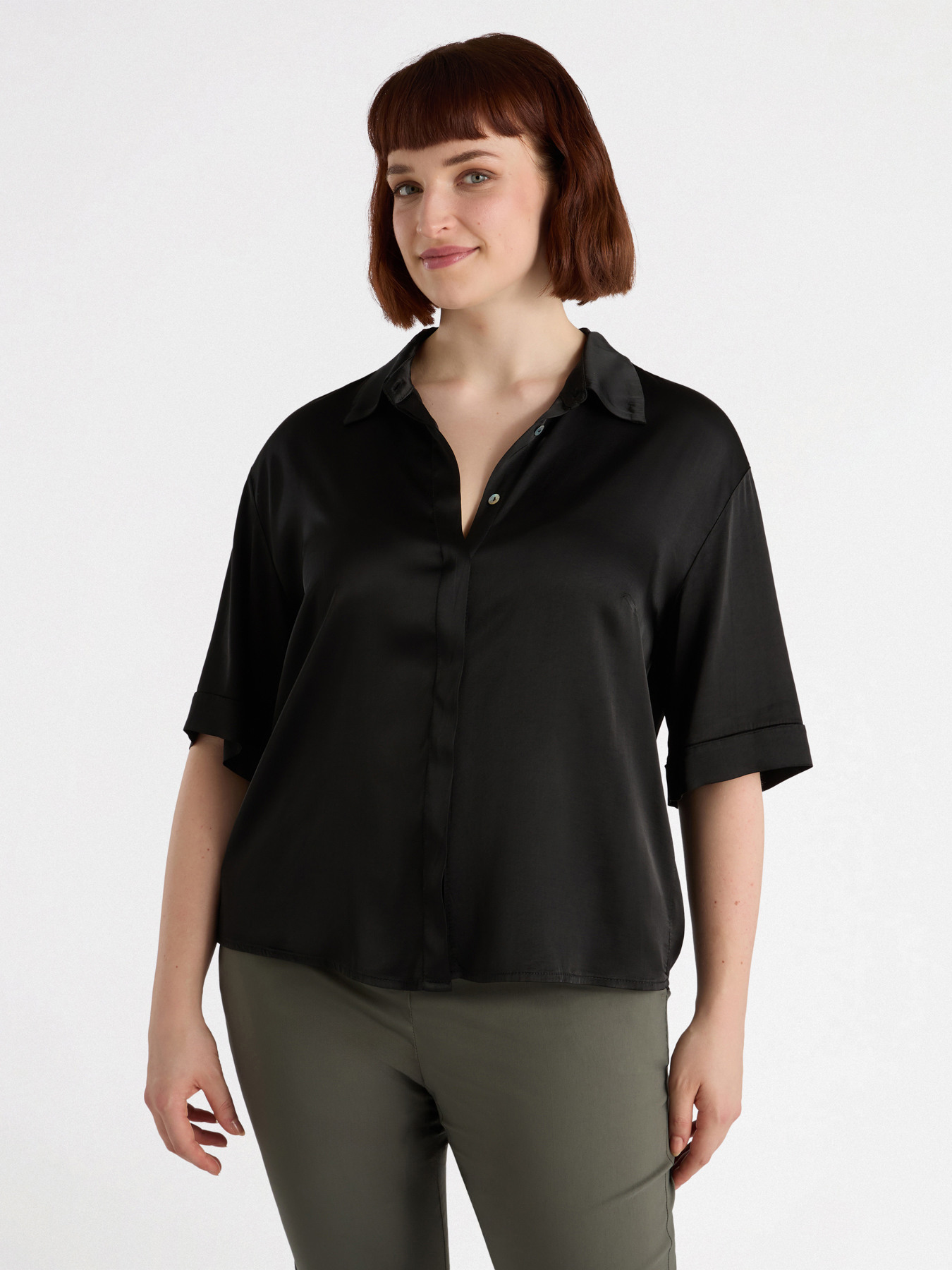 Stretch satin shirt image number 2