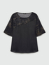 Dual fabric blouse with gold print image number 4