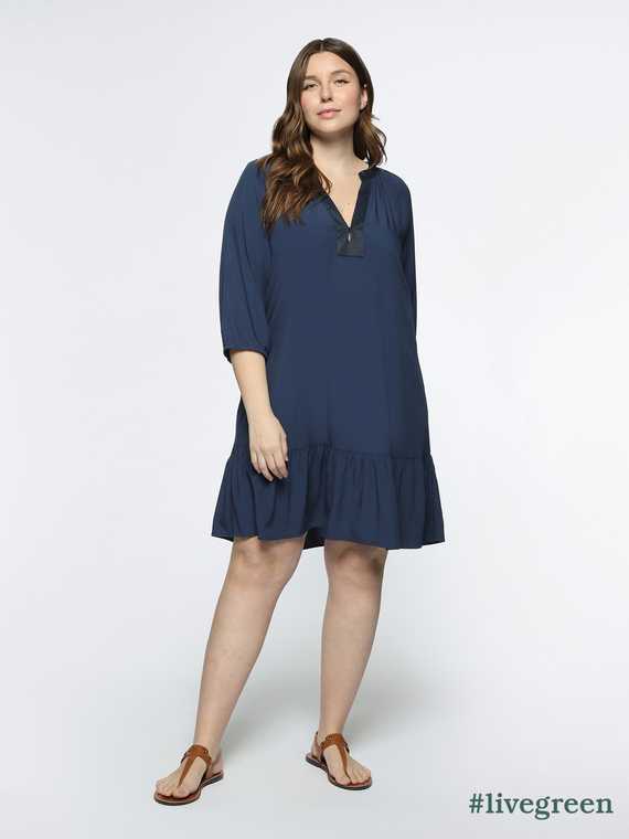 Fiorella Rubino - Vestito estivo con bordi lurex Donna, Blu Taglia: 47 (56 IT)