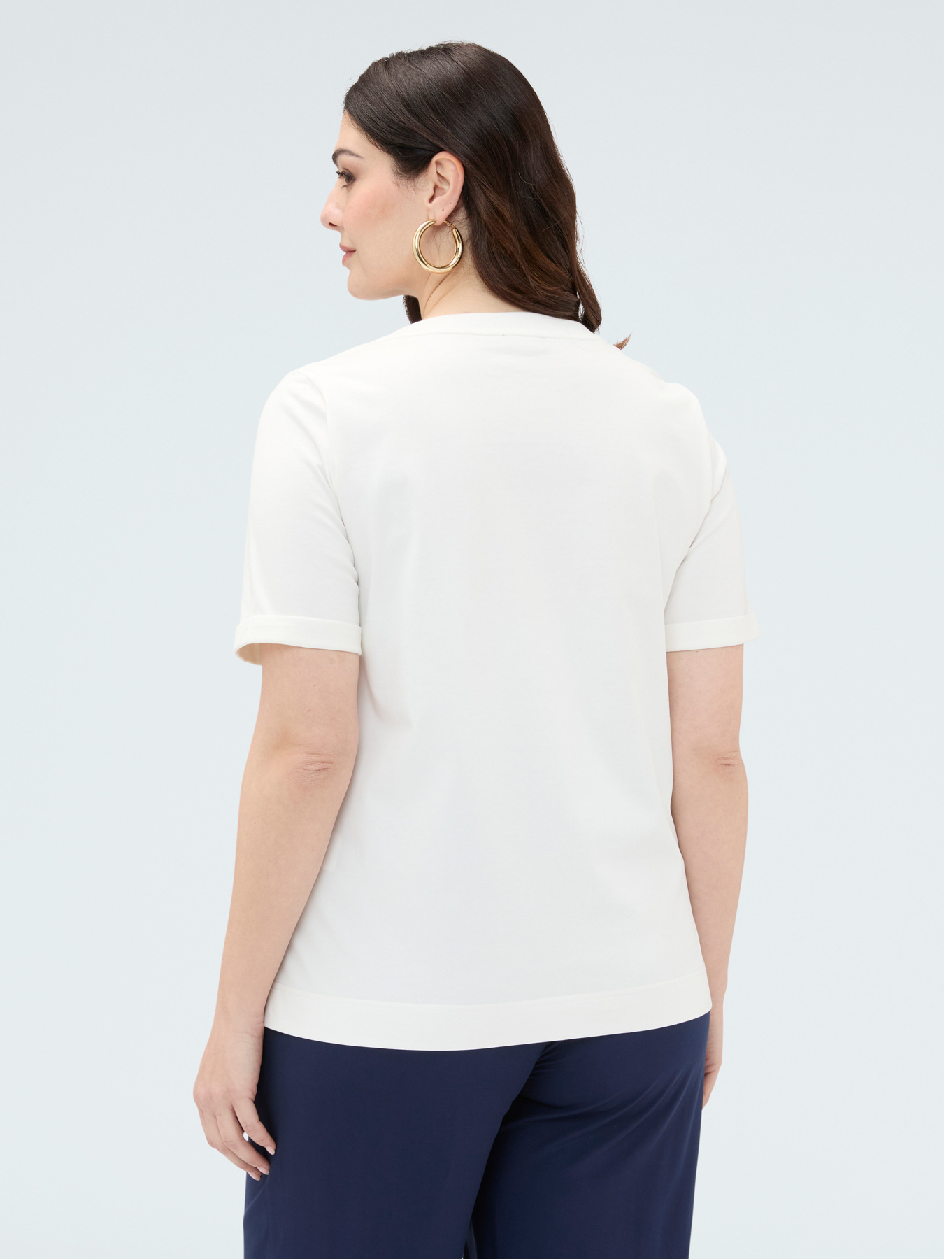Cotton t-shirt with floral embroidery image number 1