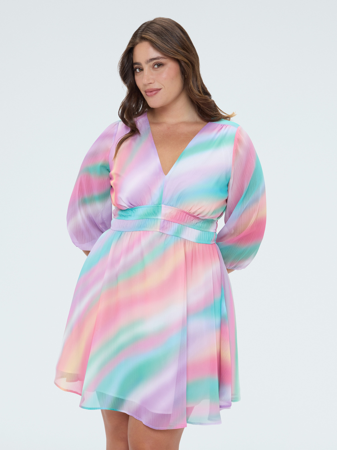 Short georgette dress with print image number 3