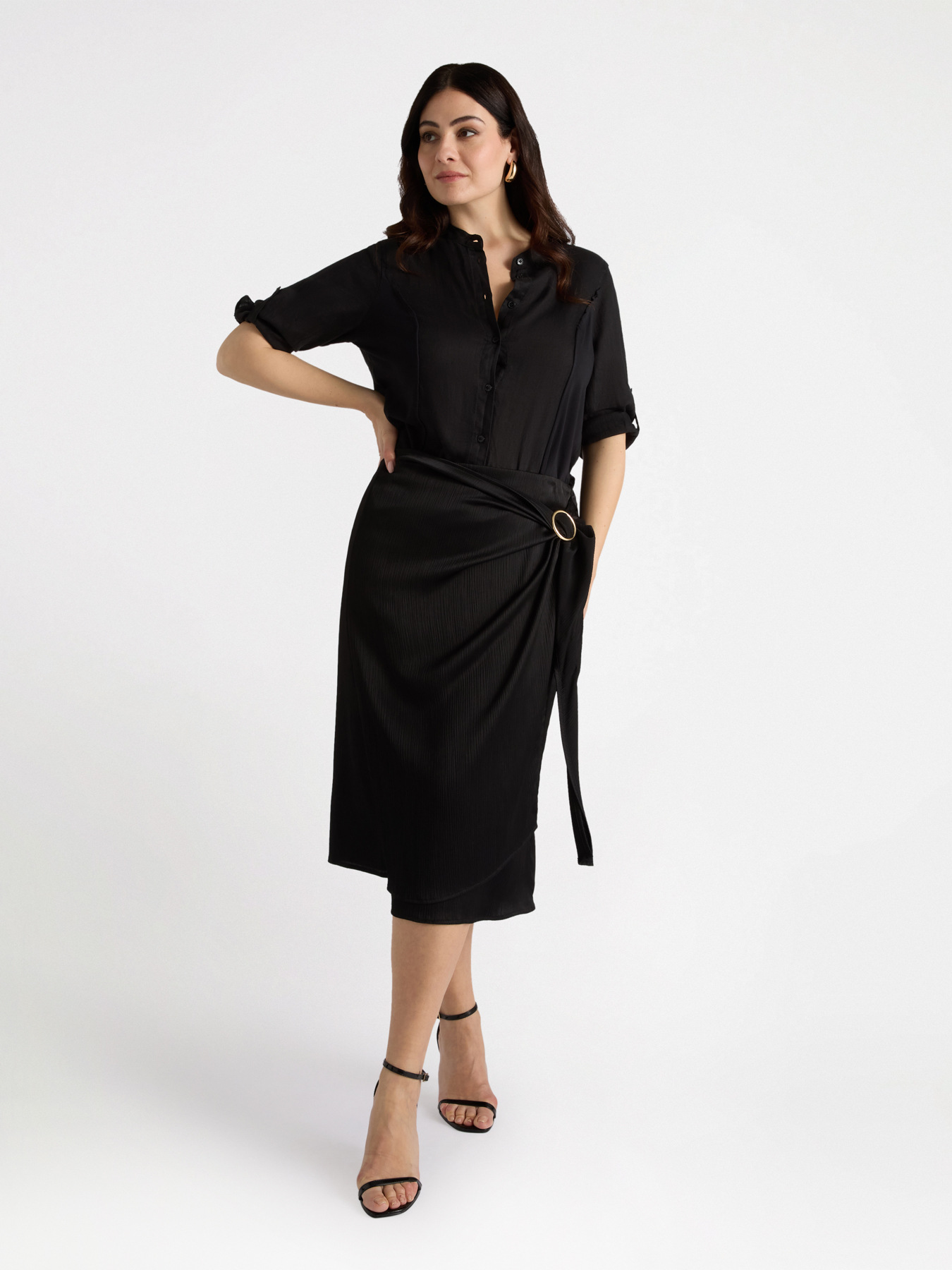 Wraparound skirt with buckle image number 2