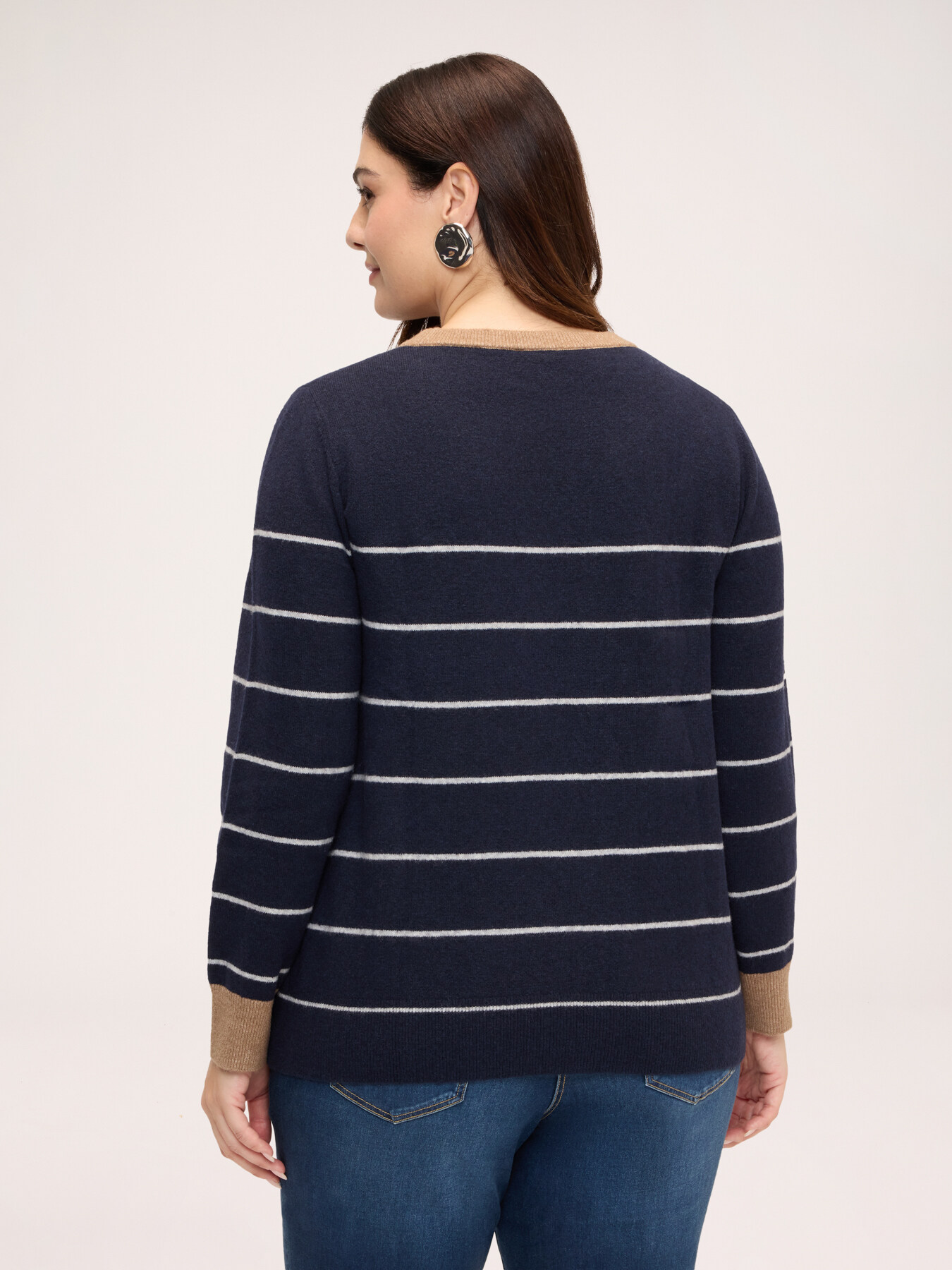 Striped wool-blend sweater with embroidery image number 1
