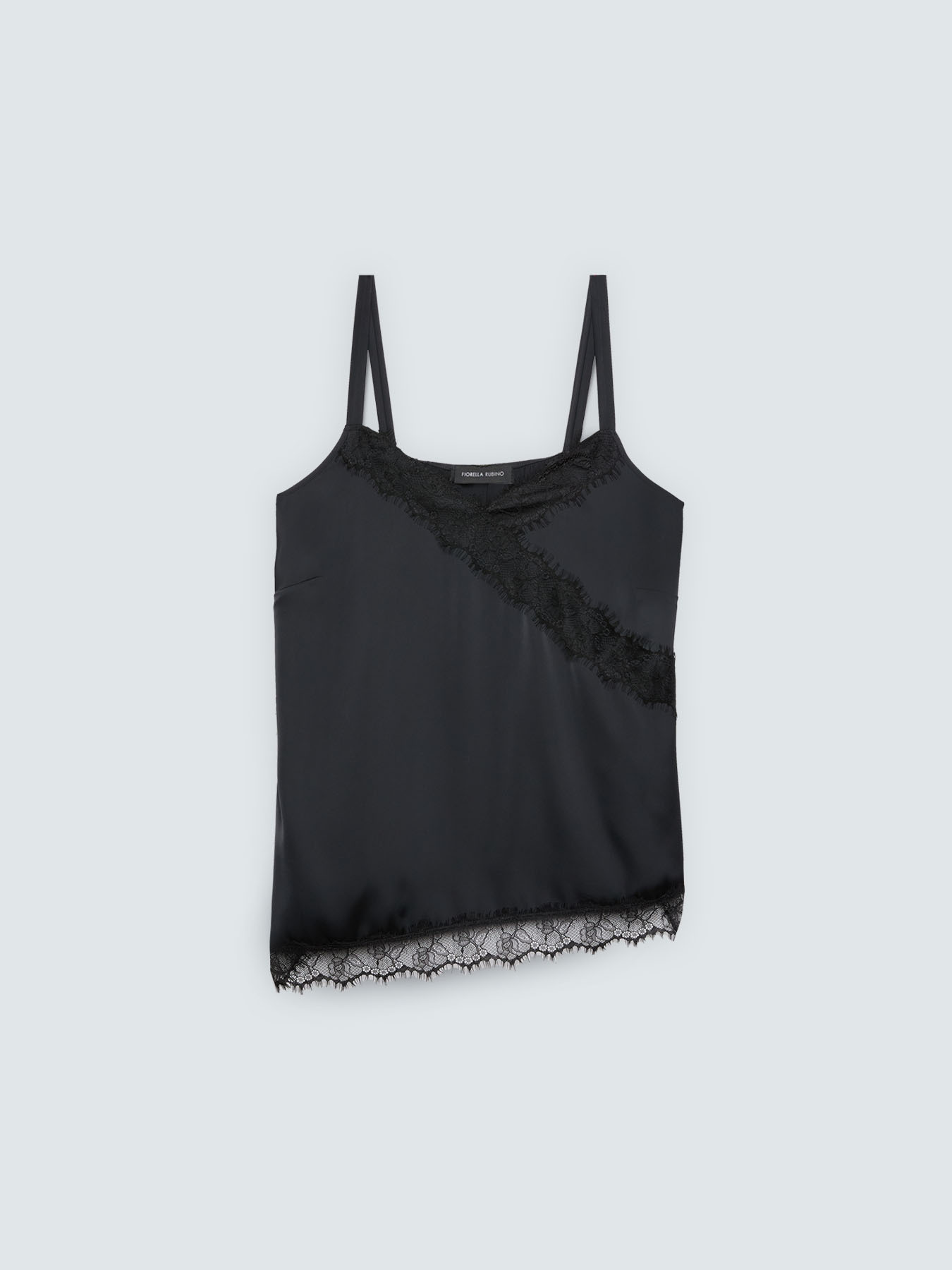 Top in raso con dettagli in pizzo image number 4