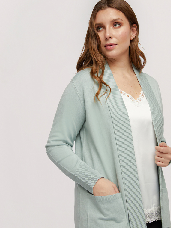 Fiorella Rubino Cardigan lungo in viscosa comfort Donna Verde