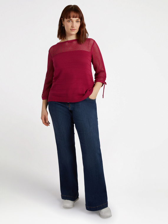 Fiorella Rubino - Maglia con arricciature sulle maniche Donna, Rosso Taglia: XS (44-46 IT)