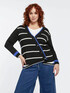 Striped cardigan with diagonal closing image number 2