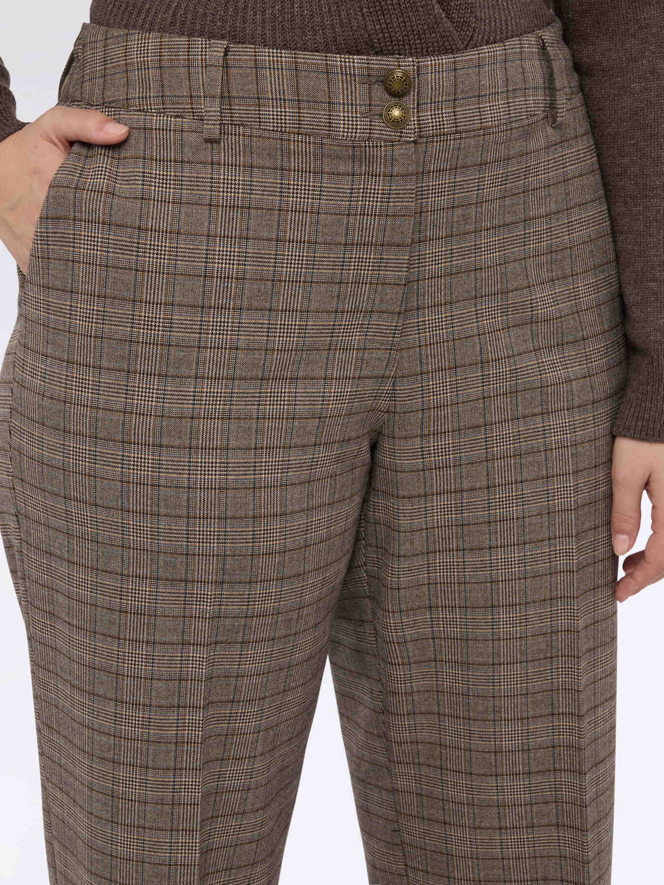 Pantalon cropped en tissu &agrave; carreaux image number 3