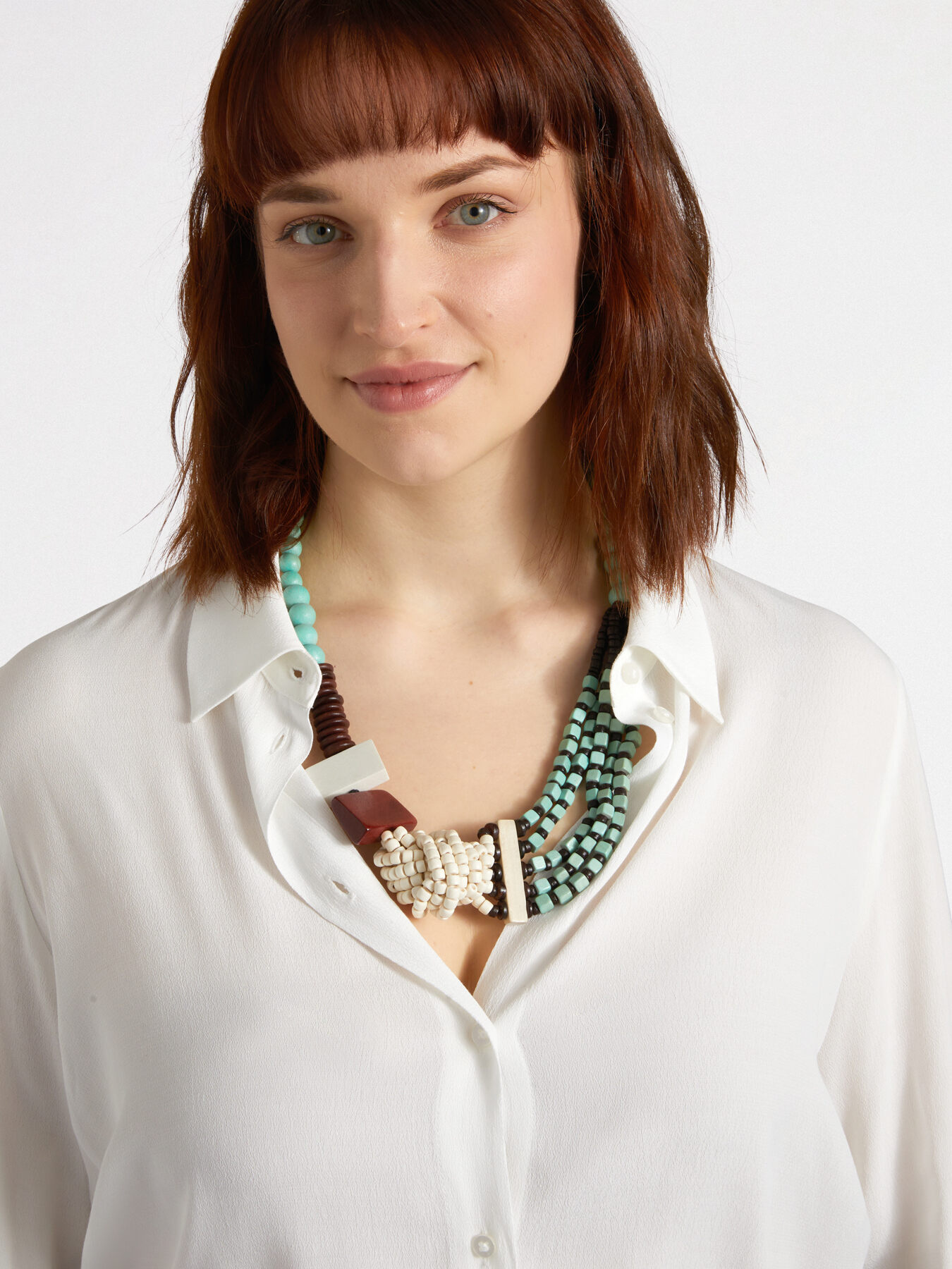 Coloured wooden beaded necklace image number 0