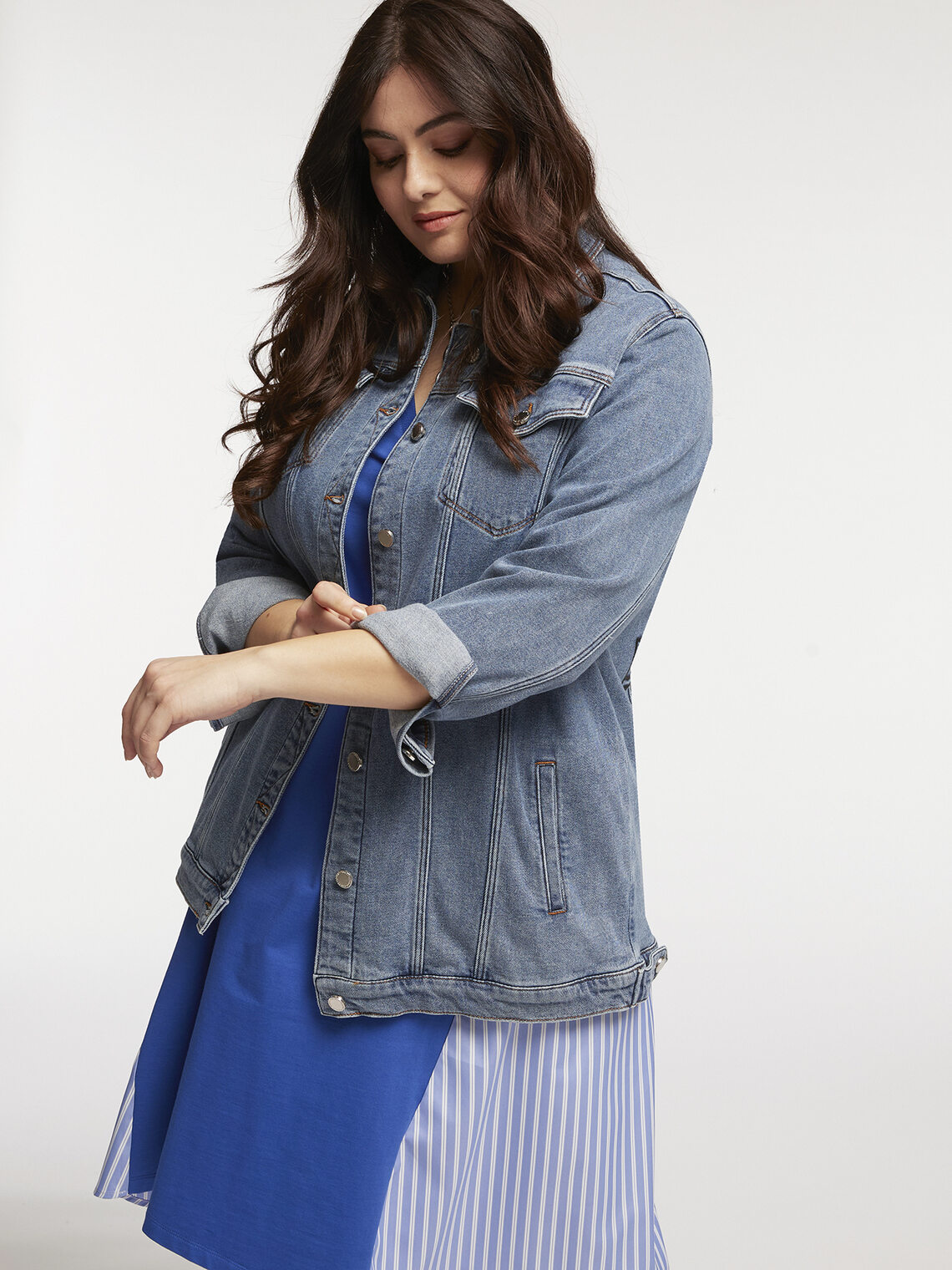 Denim jacket with lettering on back 