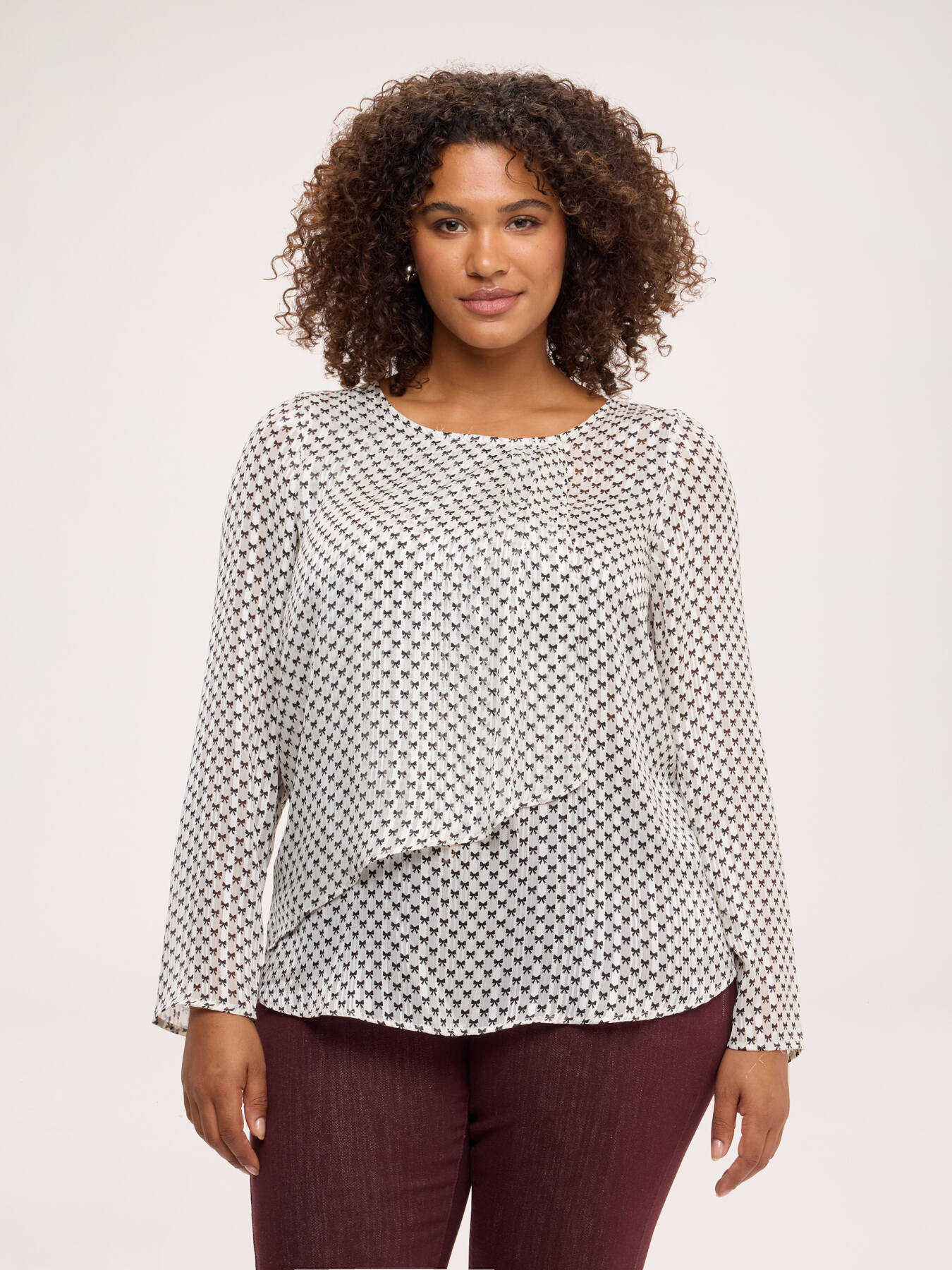 Georgette blouse with ruffle print image number 0
