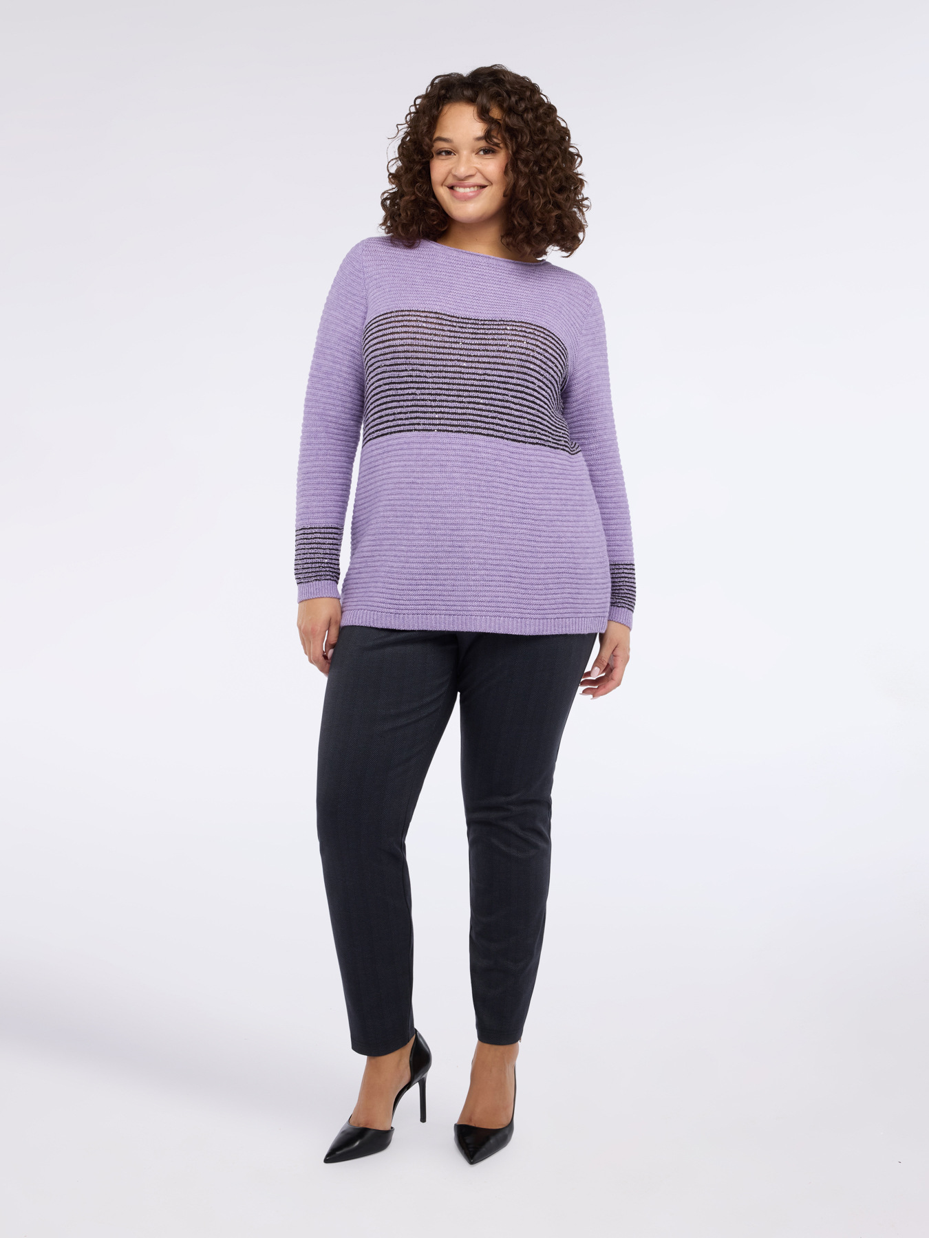 Striped sweater with sequins image number 1