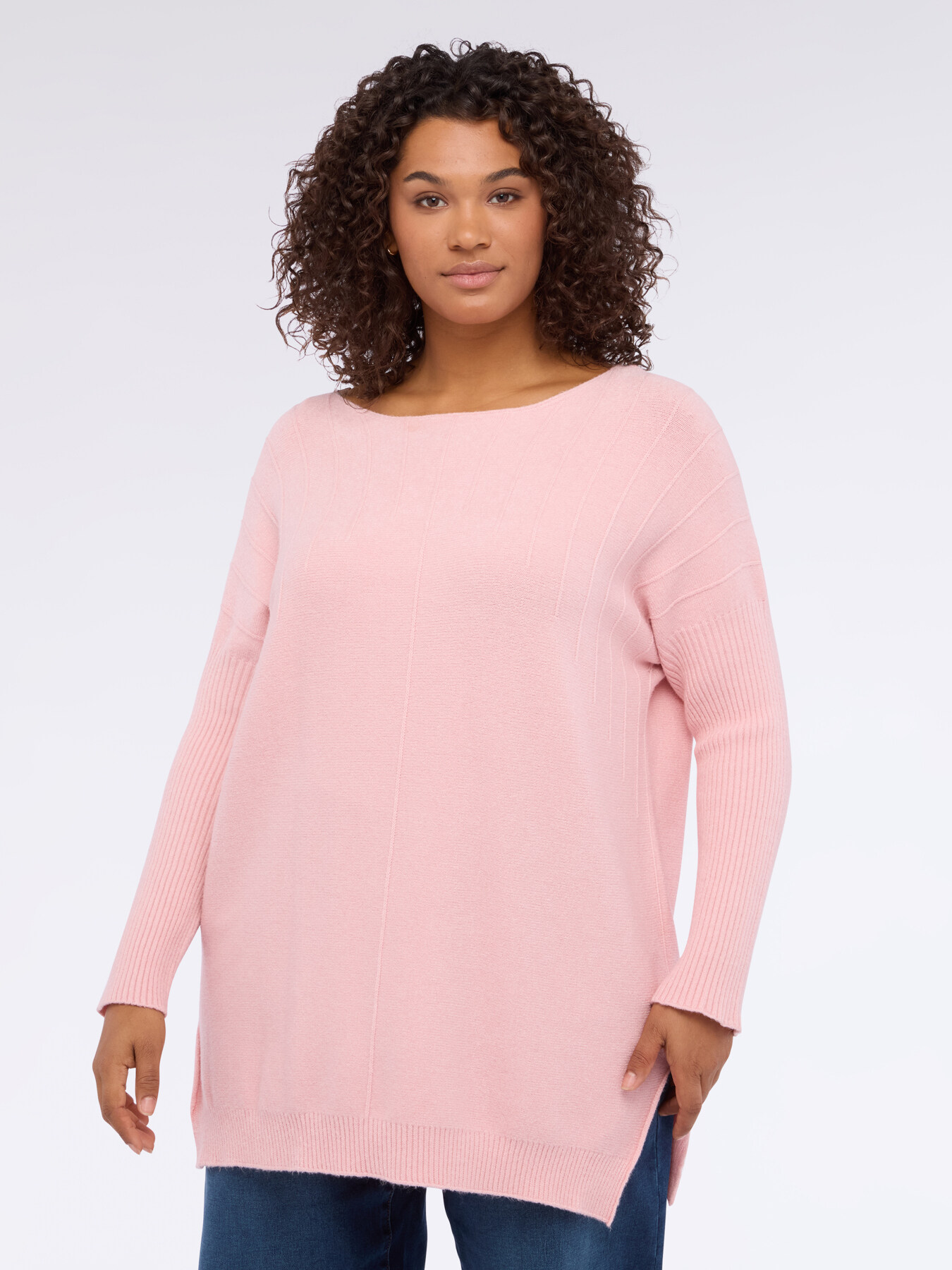Long sweater with boat neckline image number 2