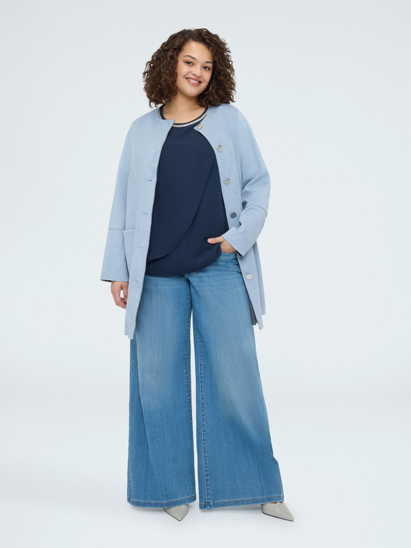 Soft touch coat with buttons image number 2