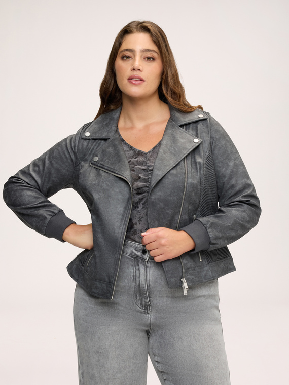Veste biker avec poignets en tricot extensible