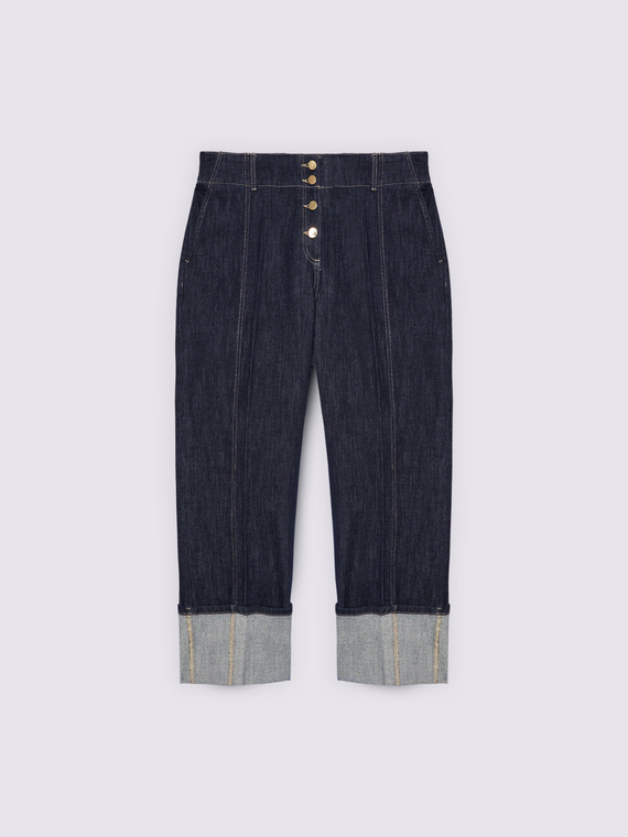 Jean raccourci avec revers maxi