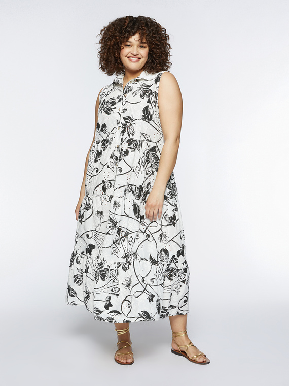 Printed broderie anglaise chemisier dress
