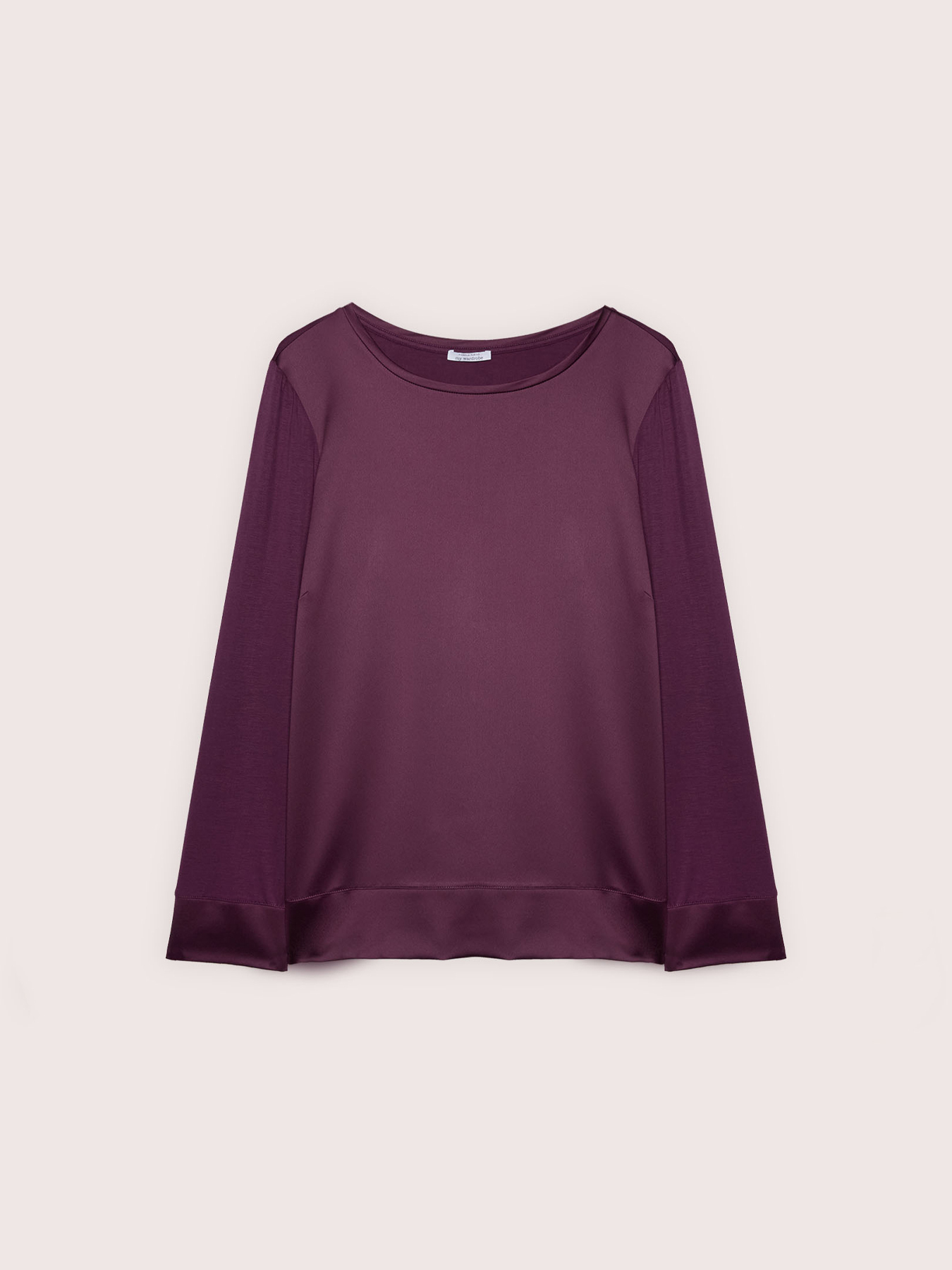Bi-material T-shirt in satin and jersey image number 4