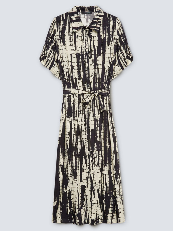 Two-tone print chemisier dress
