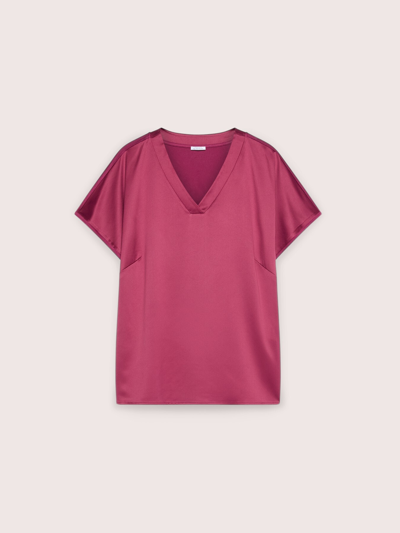 Bi-material T-shirt in viscose satin image number 4