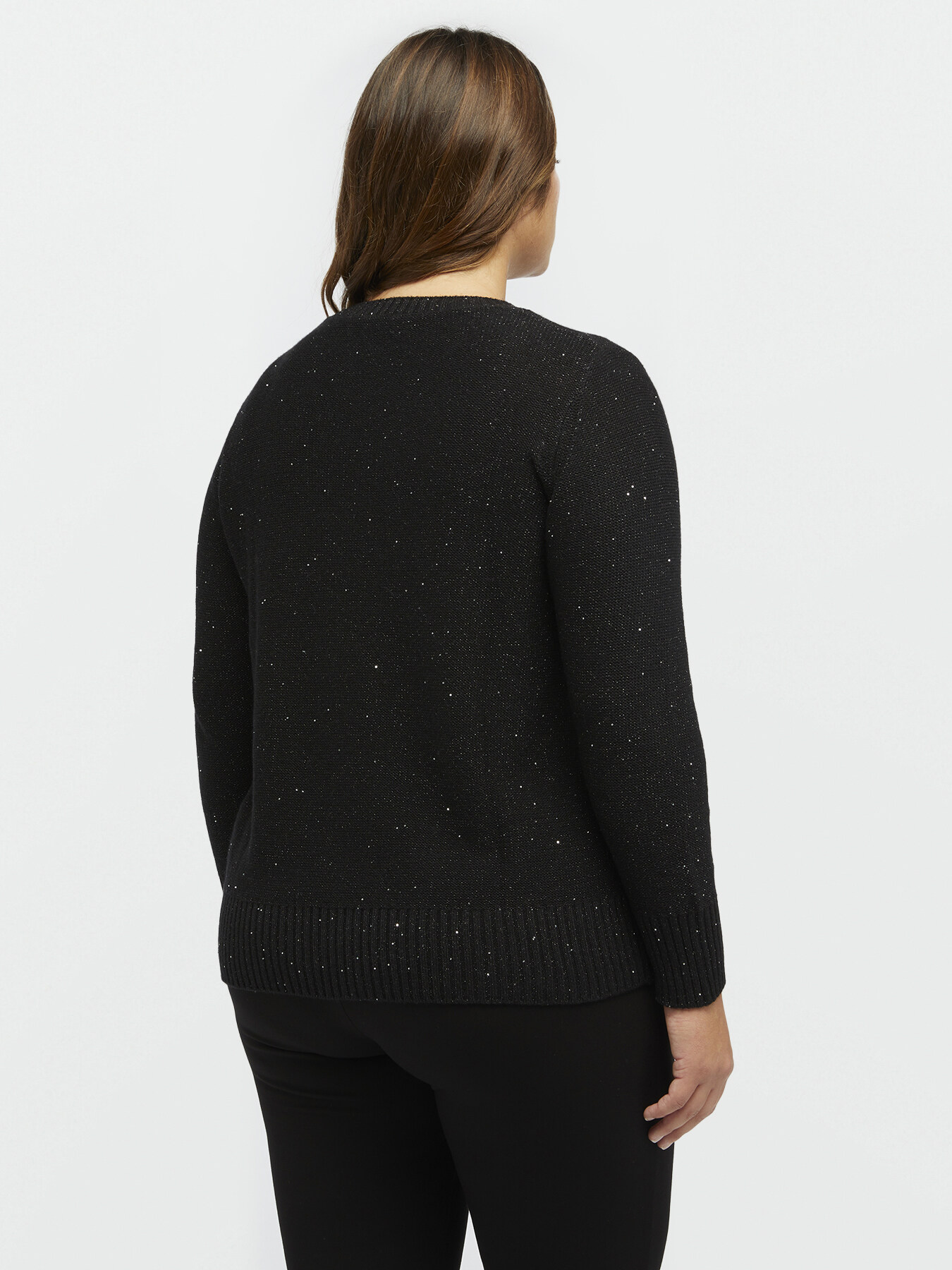 Sweater with diamond pattern and tiny sequins image number 1