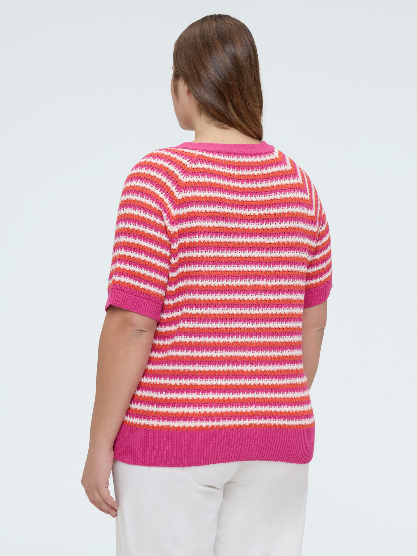 Striped cotton blend cardigan image number 1