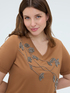 Cotton t-shirt with floral embroidery image number 0
