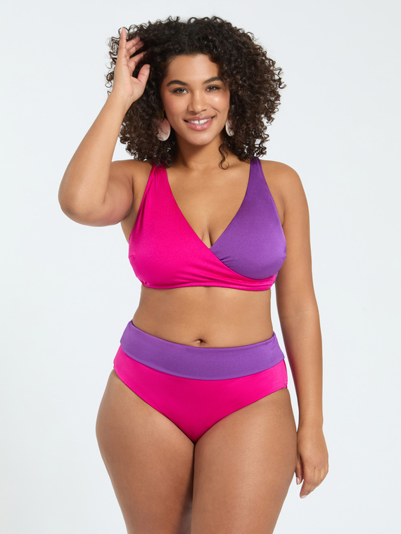 Crossover color block bikini