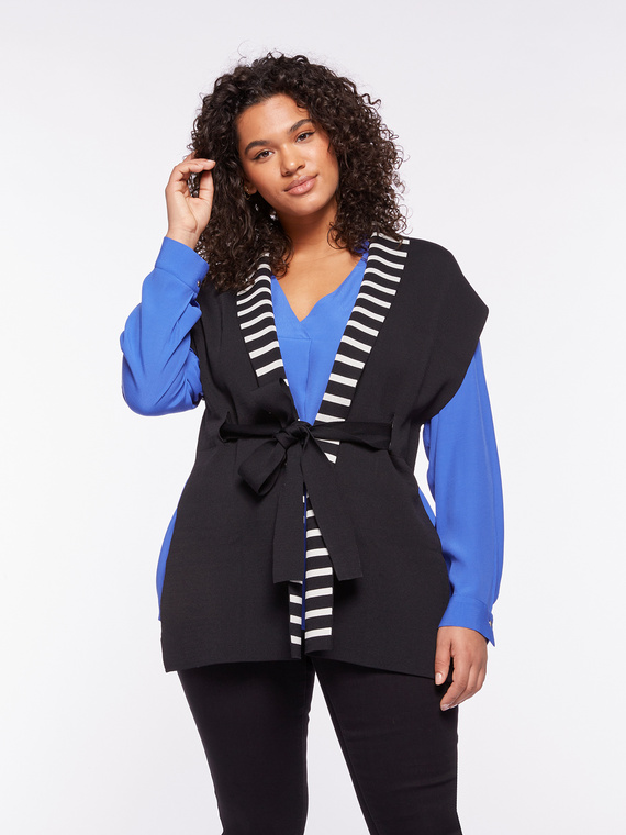 Tricot waistcoat with striped lining