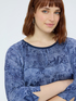 Blusa bimaterico&igrave;a con stampa lerrering image number 3