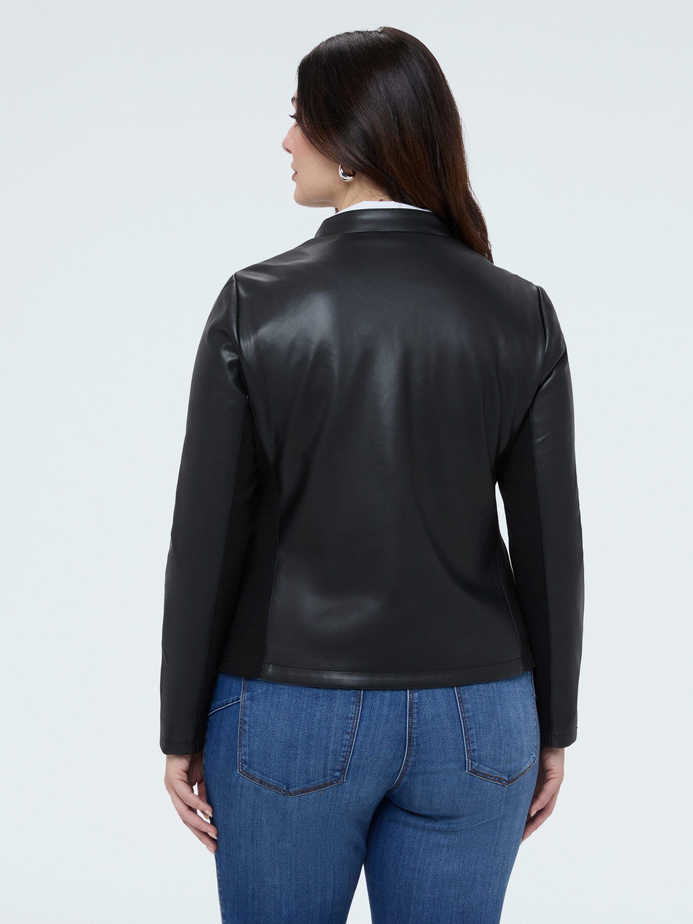 Veste biker avec d&eacute;tails tress&eacute;s et empi&egrave;cements stretch image number 1