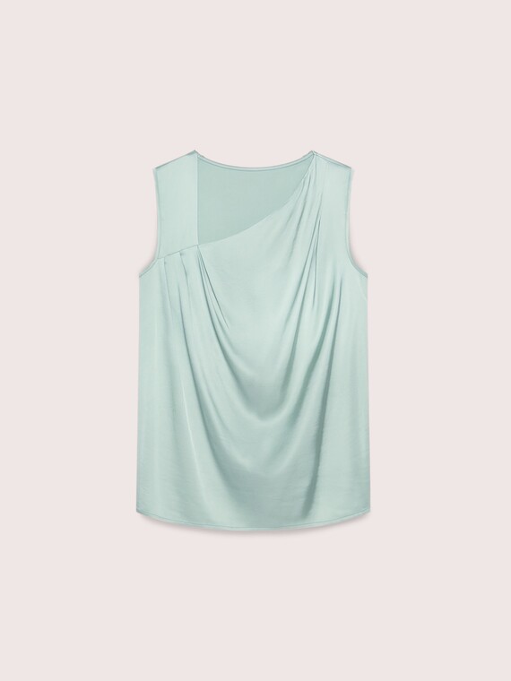 Stretch satin blouse with asymmetric draping