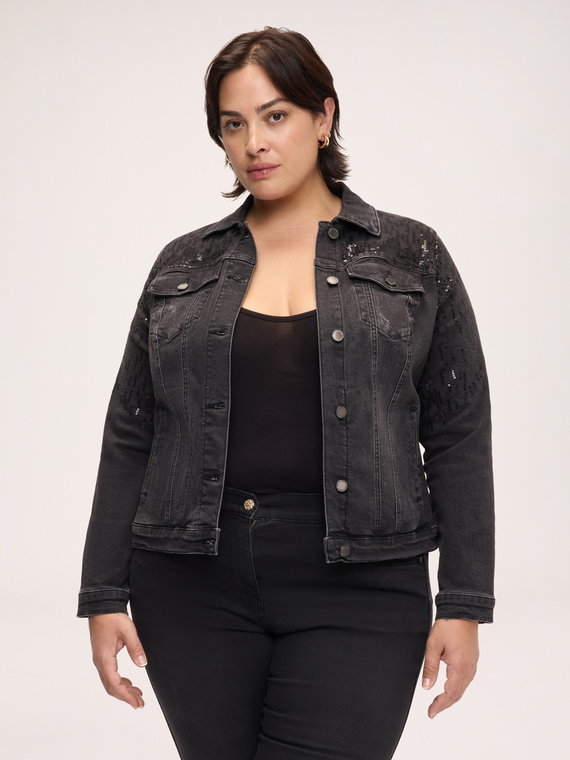 Denim jacket with sequins