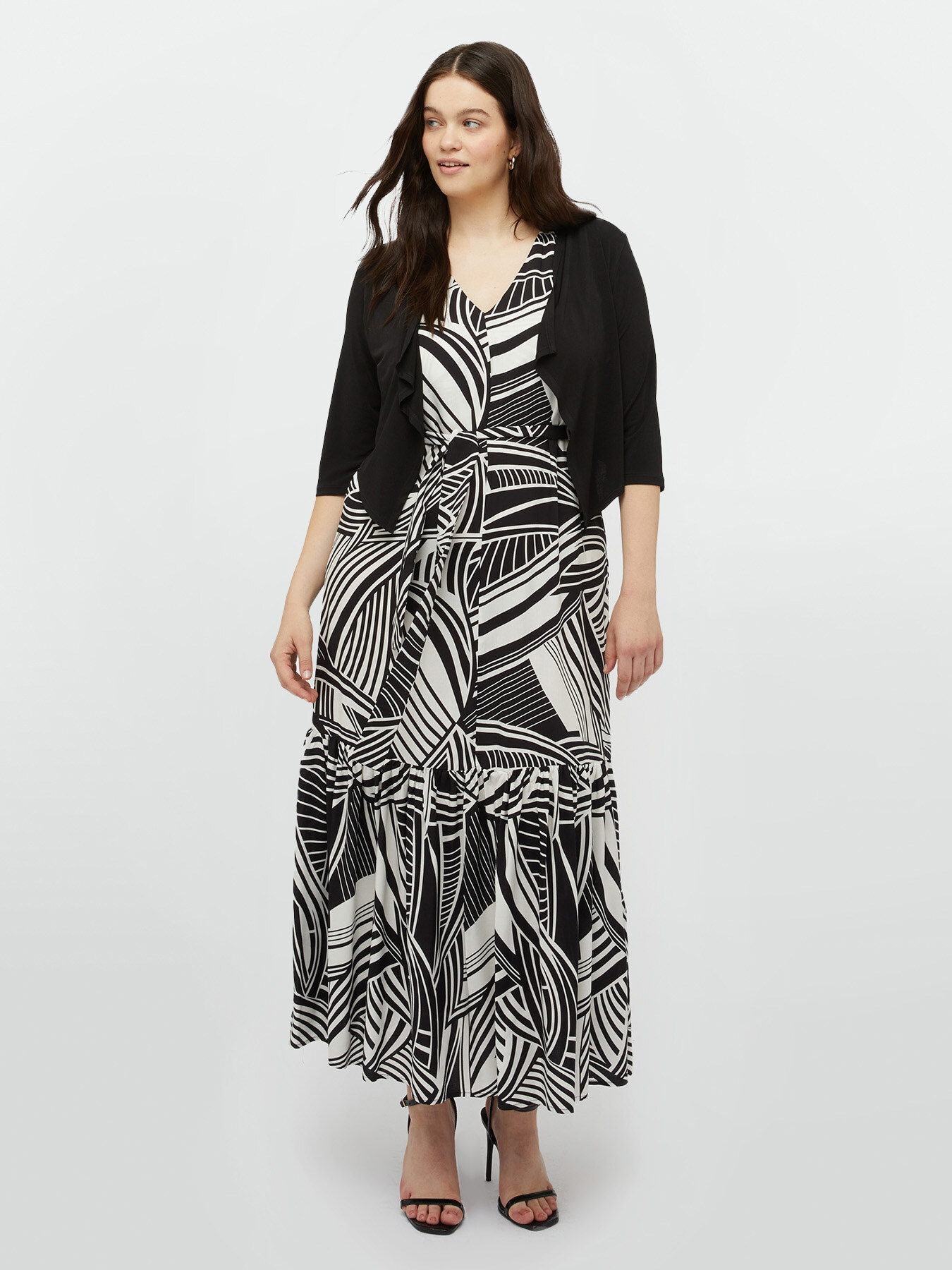 Vestito lungo stampa black and white image number 2