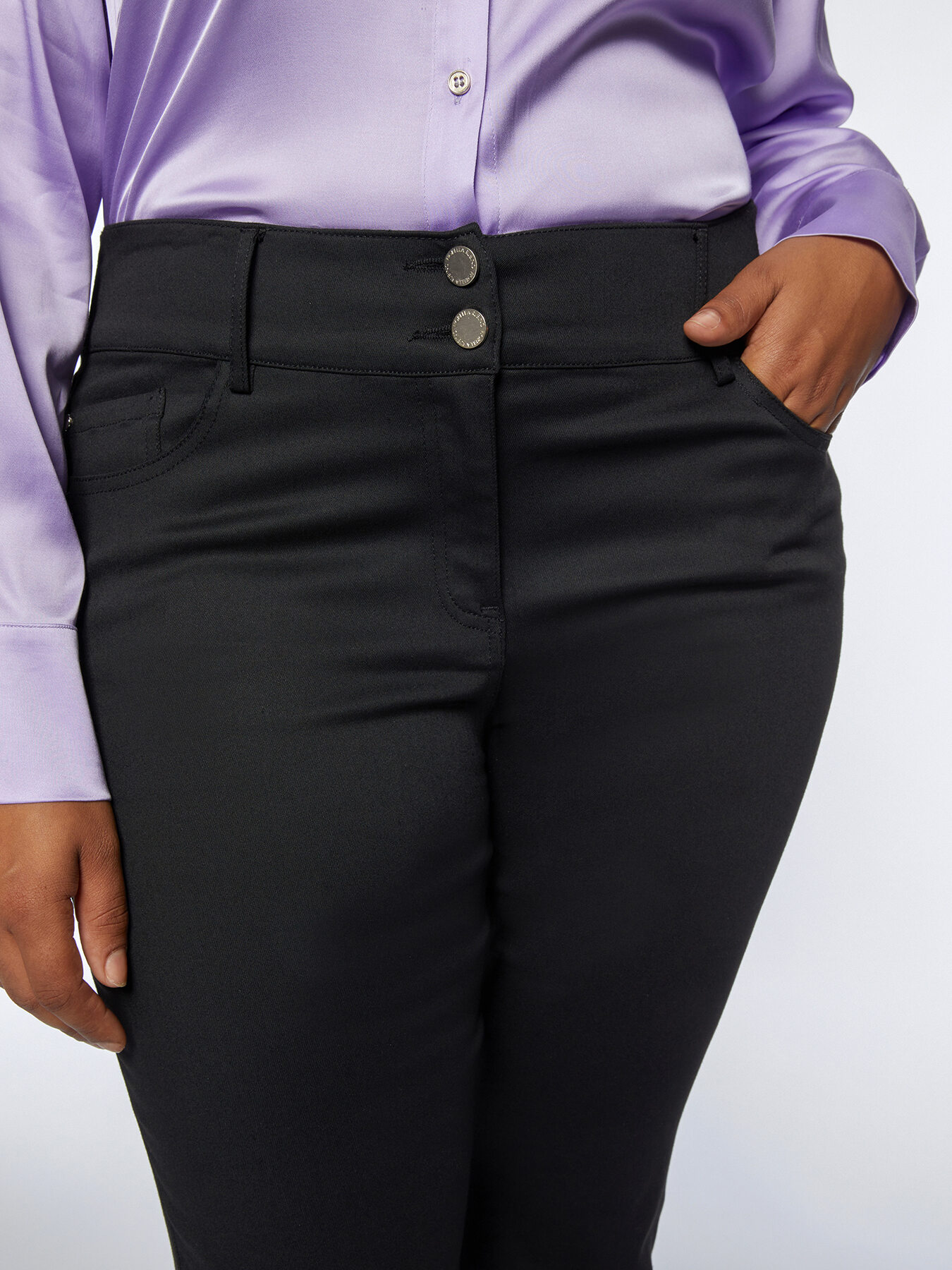 Stretch fabric flared trousers image number 2
