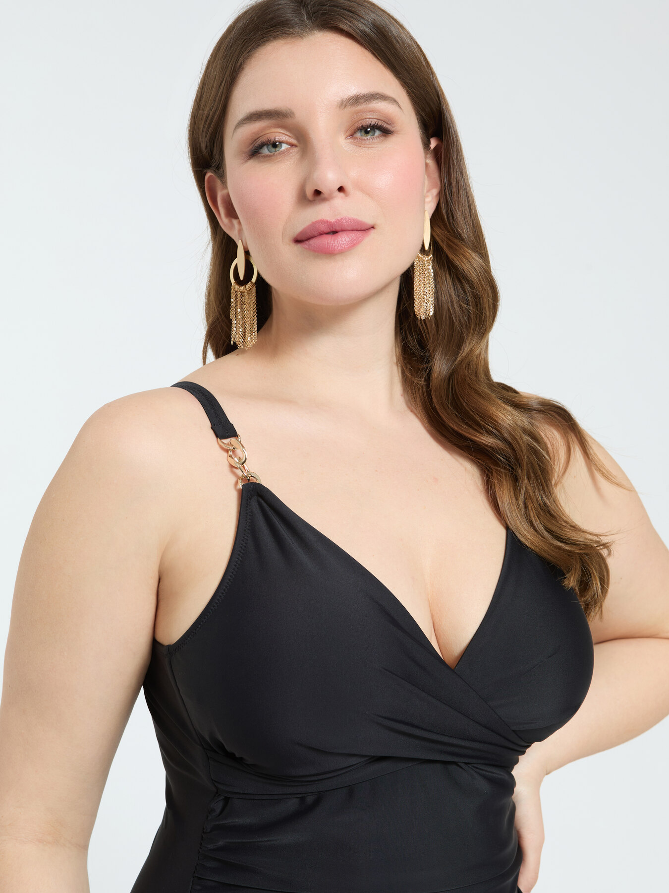One-piece swimsuit with crossover neckline image number 2