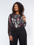 Camicia con stampa pennellate e pizzo image number 2
